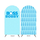 Lofaris Blue White Stripes Kids Birthday Double Sided Arch Backdrop